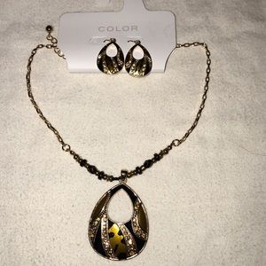 Gorgeous animal print necklace/earrings set NWT